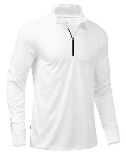 Obla Golf Quarter Zip Pullover for Men Mock Neck Sweatshirt Lightweight Sun Protection Men's Long Sleeve Golf Shirt (White # Black_M) - Image 1