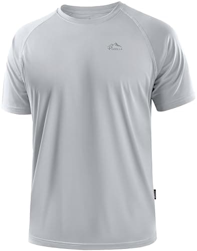 Pudolla Men's Rashguard Swim Shirts Short Sleeve UPF 50+ UV Fishing Shirts Quick Dry Water Beach Shirt(Light Grey XL) - Image 1