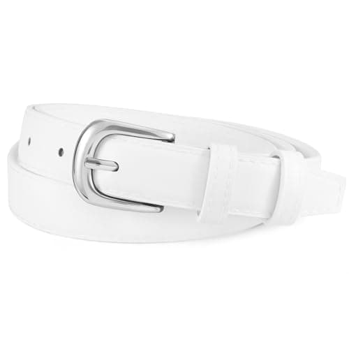 XZQTIVE Casual Leather Thin Belt for Women Fashion Ladies Waist Dress Belt for Jeans Pants with Silver Buckle - Image 1