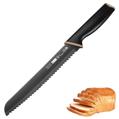 Plys 8-Inch Serrated Bread Knife – Premium Stainless Steel Blade with Rust-Resistant Coating, Non-Slip PP Ergonomic Handle, 14° Angle for Crusty Loaves, Baguettes, Sourdough & Hard Breads - Image 1