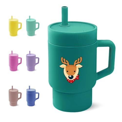 DLOCCOLD Silicone Straw Cup, Adorable Miniature Tumbler with Spill Proof Straw Handle, Tumbler Cup, 10oz, Easy to Clean - Image 1