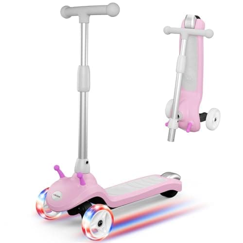 3 Wheel Electric Scooter for Kids Ages 2–8, LED Lighted Wheels, Extra Wide Anti-Slip Deck, 3 Adjustable Height Handlebars & Lean to Steer Technology, 80W Motor Scooter for Boys & Girls - Image 1