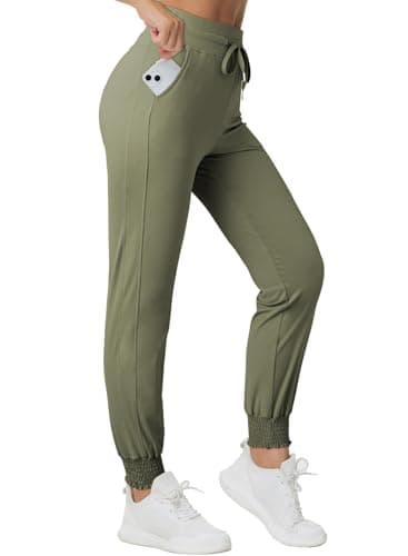 Dokotoo Joggers for Women High Waisted Drawstring Pant Womens Workout Pants with Side Pocket Casual Flowy Cuffed Plain Jogging Resort Wear for Women Lounge Sweatpants Green XX-Large - Thumbnail 4