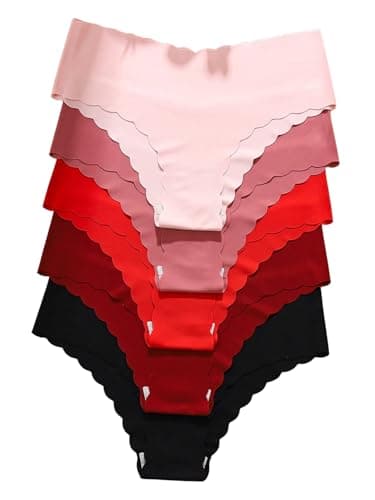 OYOANGLE Seamless Underwear for Women Stretch No Show Panties Invisible Wave Edge Bikini Underwear 6 Pack Multicolor Small - Image 1