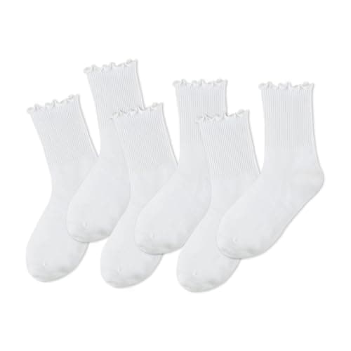 FYC 6 Pairs of Ruffle Socks Women, Cute Lace Ruffle Ankle Socks, Soft Breathable Socks for Daily Wear - Image 1