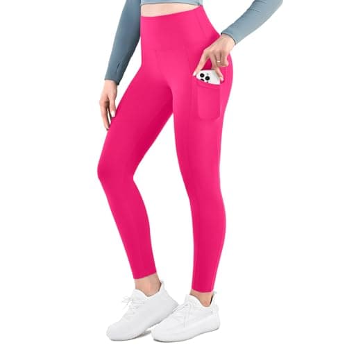 Ipletix High-Waisted Leggings for Women with Pockets Soft Yoga Pants for Gym Workout Rose Red XXL - Image 1