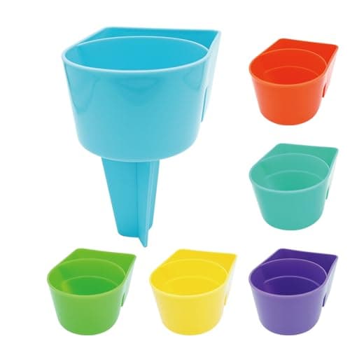 YISARSH Beach Cup Holder with Large Capacity, Stable Sand Drink CupHolders for Phones and Small Items, Beach Trips Must Haves, Pack of 6, Purple Green Yellow Orange Teal Blue - Image 1