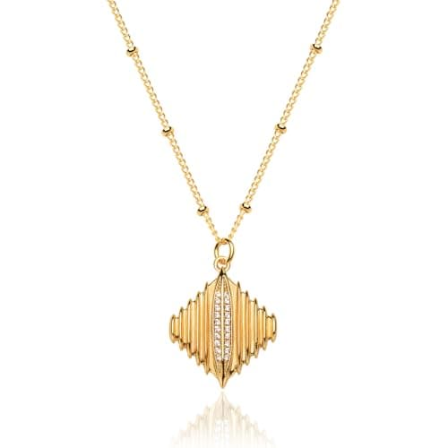 BENEIGE Gold Pendant Necklace for Women | Dainty Chain Necklace with 14K Gold Plated | Cubic Zirconia Gold Charm Necklace | Square Choker Necklace - Image 1