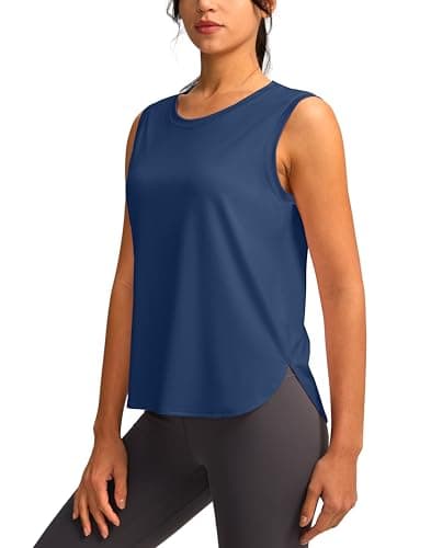 YYV Women's Workout Tank Tops Lightweight Sleeveless Workout Tops Loose Fit Yoga Athletic Running Shirts(Navy X-Small)