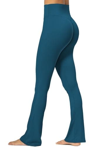 Sunzel No Front Seam Mini Flare Leggings for Women, Invisible Butt Scrunch Flared Yoga Pants with Tummy Control 34" Forest Green Small - Image 1