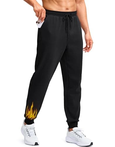 Soothfeel Men's Fleece Joggers Cotton Sweatpants with Deep Pockets Loose Athletic Running Gym Workout Winter Warm Pants, Black 2XL - Image 1