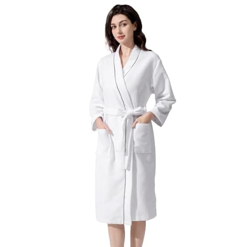 Inner Wish Women's Soft Terry Cloth Bathrobe - Ultra Absorbent Quick Dry Kimono Robe for Shower,Spa,Home，Snow White，2XL/3XL - Image 1