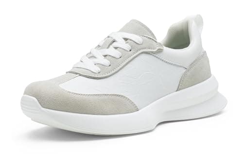 Vepose Women's Fashion Sneakers 2026, 8216 Platform White Grey Tennis Walking Shoes with Arch Support, Lightweight Lace up Casual Everyday Footwear, Size 9(CZR8216 White Grey 09) - Image 1