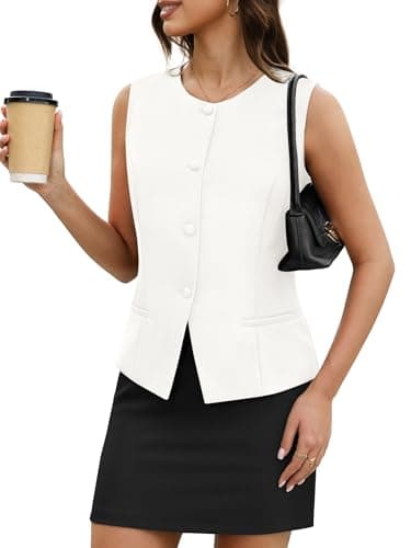 Casly Lamiit 2 Piece Sets Womens Blazer Suits Summer Vest Skirt Set Skorts Button Down Waistcoat Summer Business Dressy Outfits Black White XS - Image 1