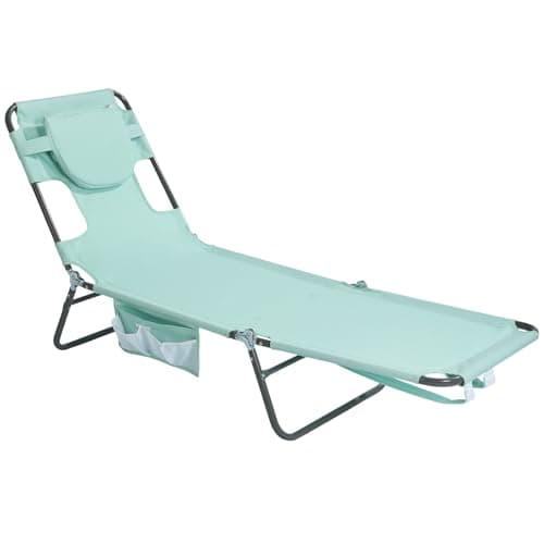 SunnyFeel Lounge Beach Chair for Adults with Face Hole, Backpack Reclining Beach Chairs Lay Flat, Sun Face Down Tanning Chair, Portable Folding Camping Cot for Outside Pool, Sunbathing, Reading - Image 1