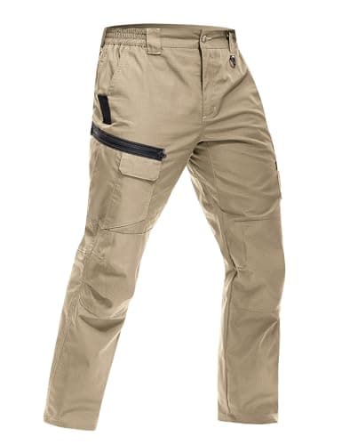 MOURCE BDU Pants for Men Water Resistant Quick Dry Tactical Cargo Pants with 7 Large Pockets Breathable Ripstop Khaki 2XL 30" - Image 1