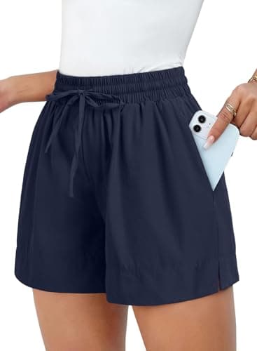 Dokotoo Shorts for Women Athletic Gym Running Summer Outfits 2026 Beach Vacation Clothes Blue Workout Shorts Causal Pockets Spring Quick Dry Yoga High Waisted Pants Clothing Size XX-Large - Image 1