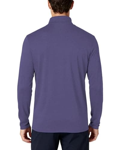 Mens Quarter Zip Pullover Long Sleeve Shirts UPF 50+ Sun Protection Wicking Moisture Quick Dry Lightweight Golf Workout Gym Running Fishing Casual Athletic Tops Purple M - Thumbnail 4