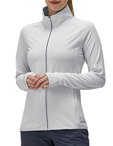 Women's UPF 50+ UV Sun Protection Clothing Long Sleeve Athletic Hiking Shirts Lightweight SPF Zip Up Outdoor Jacket (grey,S) - Thumbnail 3