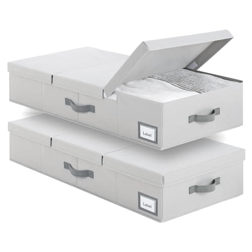 GRANNY SAYS 2 Pack Under Bed Storage, Underbed Organizer with Flid-Top Lid for Bedroom, Grey Clothing Storage Bins for Blankets, Clothes, Shoes - Image 1