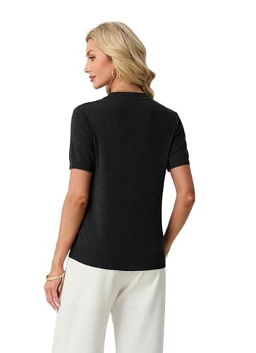 Lepunuo Sweaters for Women Wool Blend Business Casual Sweaters Spring Summer Dressy Casual Cashmere Basic Pullover Tops Black - Thumbnail 6