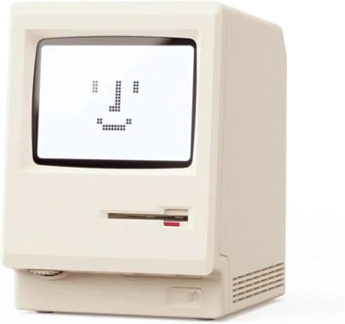 Bellatte Maclock Retro Pixel Alarm Clock, 1984 Computer Style Desk Clock with Pixel LCD, USB Desk Clock, Multiple Alarms, Calendar, Temperature, Adjustable Brightness, Unique Tech Gift