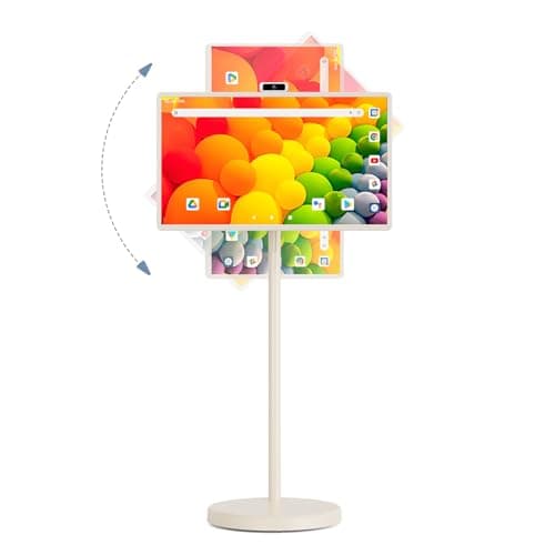 Portable Smart TV, 32" Touch Screen Monitor on Wheels, 38400mAh Battery, Android 15 EDLA-Certified 1080P, 8GB+128GB, Full Swivel & Height Adjustable Rolling Mobile TV for Living Room/Kitchen/Bedroom - Image 1