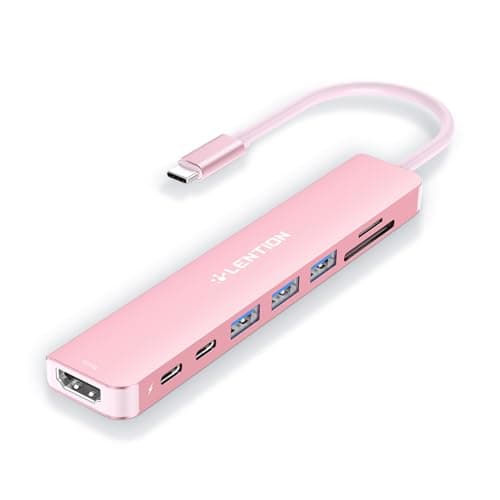 LENTION 8-in-1 USB-C Hub with 4K 60Hz HDMI, 100W Power Delivery, 5Gbps USB C Data, 3 USB 3.0 and microSD & SD Card Reader for 2025-2016 MacBook Pro, New Mac Air/Surface, More (CB-CE18s, Rose Gold) - Image 1