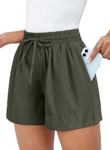 Dokotoo Womens Shorts Gym Athletic Shorts for Women Mid Waisted Beach Vacation Clothes Summer Outfits 2026 Trendy Workout Running Spring Causal Quick Dry Shorts Pants Pockets Elastic Size Small - Image 1