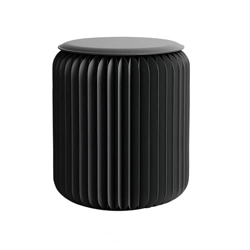 NOONTIDE Folding Stool - 17Inch Home Furniture 660lb Load Capacity Foldable Paper Stool - Eco-Friendly Kraft Paper Honeycomb Design,Foldable to 1.2",Modern Minimalist Stool for Living Room(Black) - Image 1