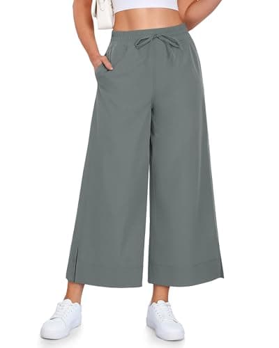 CAMPSNAIL Wide Leg Pants for Women - 25"/29" Casual Travel Summer Capri Business Lightweight Dress Trousers with Pockets - Image 1