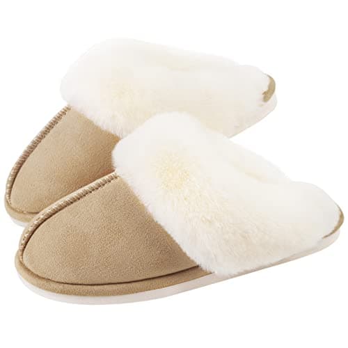 Parlovable Women's Memory Foam Slippers - Cloud-Like Comfort for Hard Floors, Ultra-Soft Machine Washable Indoor Outdoor House Shoes with Non-Slip Sole, Beige 7-8 - Image 1
