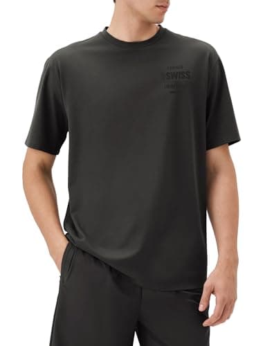 K-Swiss Heritage Men's Silky Tech T-Shirt, Soft Crewneck T-Shirts with Eco-Embossed Graphic for Sport Work Casual, Brown L - Image 1