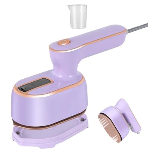 HFLYJPYW Mini Steam Iron for Clothes, Travel Steamer for Clothes Portable, Micro Steam Iron Mini Handheld Steamer Support Dry And Wet Ironing for Home Travel （Purple） - Image 1