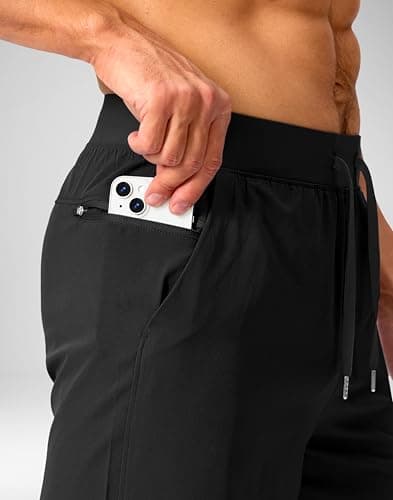 Soothfeel Men's Running Shorts with Zipper Pockets 9 Inch Lightweight Quick Dry Gym Sports Athletic Workout Basketball Shorts for Men (Black, XXXL) - Thumbnail 4