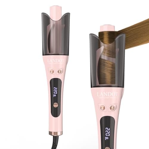 LANDOT Automatic Curling Iron 1-inch, Easy-to-Use Self Curling Wand with Auto Rotation, Anti-Tangle Technology for Beginners, Ideal Gift for Girls & Teens - Charming Pink - Image 1