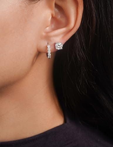 IMOLOVE Moissanite Stud Earrings with 1CT D Color Round Cut Lab Created Moissanite Earrings in Sterling Silver Trendy Earrings for Women Men-1 - Thumbnail 5