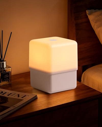 JJ&RY Cool Lift Touch Lamps for Nightstand, Cordless Warm Night Light for Baby Nursery/Sleep Aid, Dimmable/2600K Amber/2000mAh Rechargeable, Small Bedside Nightlight for Kids and Adults' Bedroom - Image 1