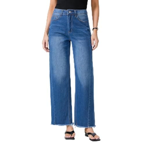 MARIASHA Wide Leg Jeans for Women Baggy Denim Pants Loose Fit - Image 1