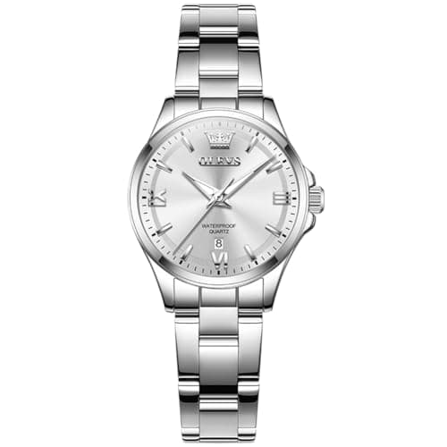 OLEVS Watch Women Silver Watches for Women Stainless Steel Waterproof Dress Woman Watch Quartz Fancy Dainty Elegant Luxury Fashion Luminous Ladies Watches for Small Wrist Reloj para Mujer - Image 1