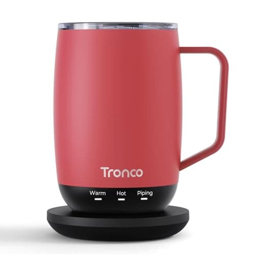 Tronco Temperature Control Heated Coffee Mug 14 oz – Rechargeable Self-Heating Coffee Cup with Lid – Manual Control, 3 Modes, 130 Min Battery Life, Auto Shut-Off (Rose) - Image 1
