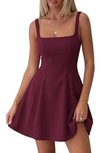 PRETTYGARDEN Summer Dresses for Women 2026 Sleeveless A Line Business Casual Formal Cocktail Party Spring Short Dress (Burgundy,X-Large) - Image 1