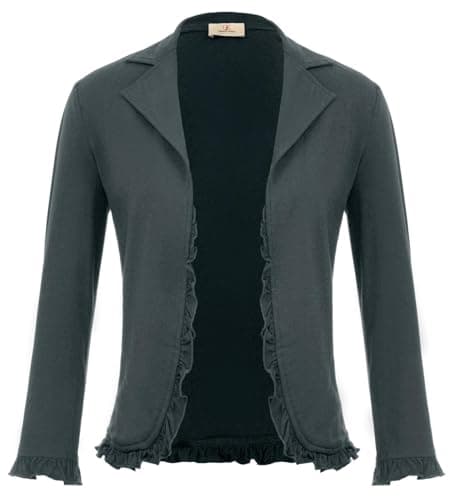 GRACE KARIN Blazers for Women Business Casual 3/4 Sleeve Cropped Blazer Jacket Summer Lightweight Cardigan Dark Gray XL - Image 1