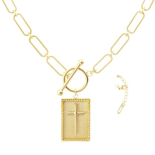 YBNGSMK Gold Cross Necklace for Women - 18K Gold Cross Necklace for Women, Daughter, Girlfriend, Family, Fashion Gifts - Image 1