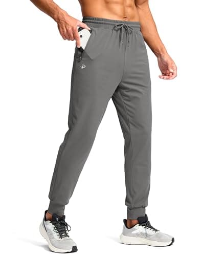 Pudolla Mens Joggers Sweatpants with Pockets Stretch Breathable Joggers Gym Workout Athletic Track Pants(Light Grey XXL) - Image 1