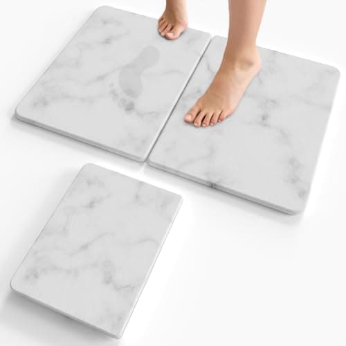 Foldable Diatomaceous Earth Bath Mat - 24"x16" Ultra-Absorbent Stone Shower Mat for Bathroom Floor - Instant Dry Non-Slip Diatomite Floor Mat - Minimalist Stone Dish Drying Mat for Kitchen - Image 1