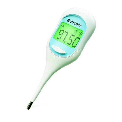 Boncare 9 Seconds Basal Body Thermometer for Ovulation, Oral Thermometer for Adults and Kids - Accurate Rectal Thermometer, with Fever Alarm and Large Display (Sky Blue) - Image 1