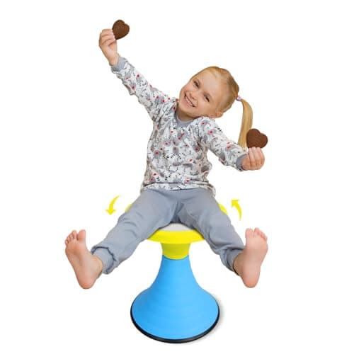 AOBOTE Kids Wobble Stool, 360° Rotatable Children Swivel Chair with Color Block Design, 100KG Load Bearing, for Home and Classroom Learning, Ages 6+ (Yellow) - Image 1