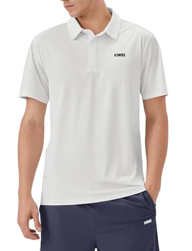K-Swiss Men's Heritage Classic Polo, Unshrink Collar Golf Shirt Top for Men, Short Sleeve Casual Golf & Tennis Shirt, White XL - Image 1