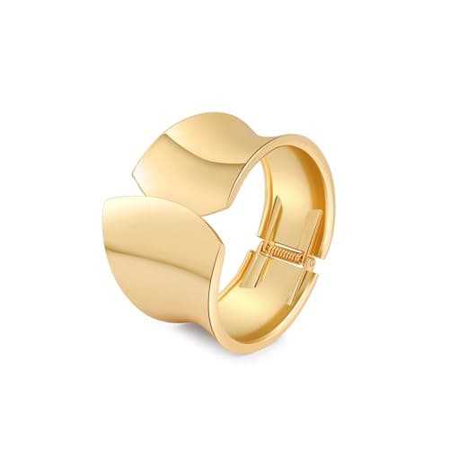 AYWFCBF 14K Gold Plated Bangle Bracelets for Women | Wide Chunky Bangles | Trendy Twisted Hinged Cuff Bracelets | Arm Cuff Jewelry for Women - Image 1